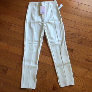 Ivory Faux Leather Slim Pants